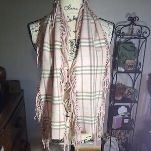 Burberry Pink and Brown Checkered Scarf